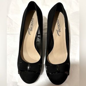Black Bow Wedge Heels - size 8